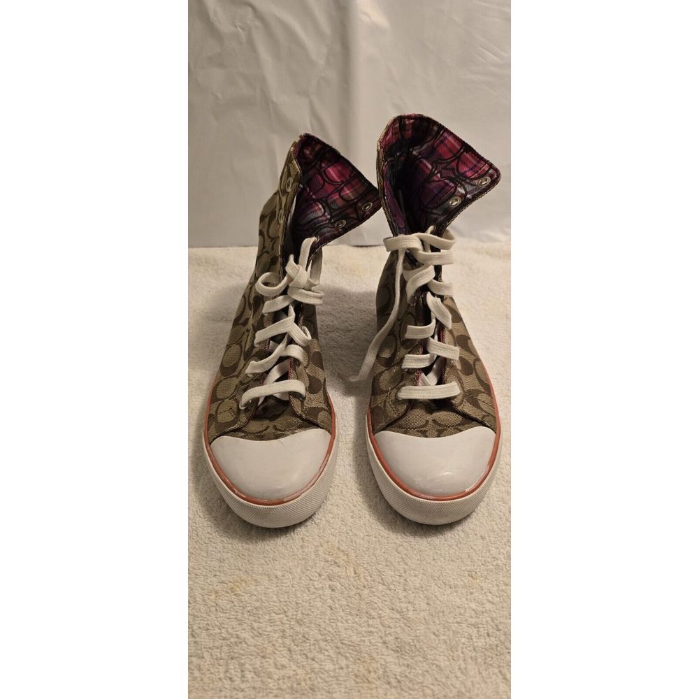 Coach Bonney Brown High Top Chuck Taylor Lace Sneakers Shoes‎ Women 8 US
